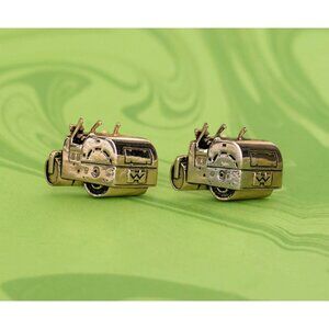 Vintage Antique Vehicles Gold Tone Cuff Links - W4